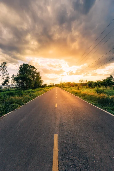 Road and sunset in chiang mai, thailand. — Stock Photo, Image