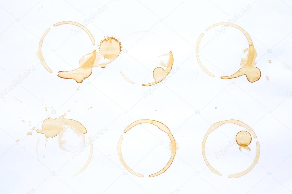 Coffee Stains and coffee cup stains on white background.