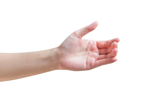 Eine weibliche Hand isoliert mit Clipping-Pfad. — Stockfoto