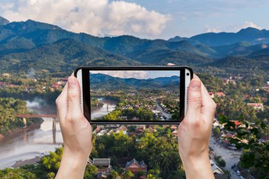 bakış açısı ve luang prabang, L manzarada alarak fotoğraf el