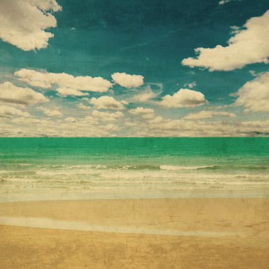 beach sea and grunge canvas texture vintage background.