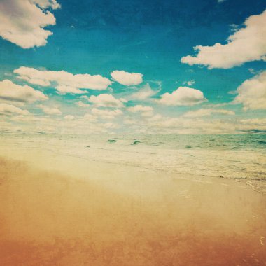 sea beach and grunge canvas texture vintage background.