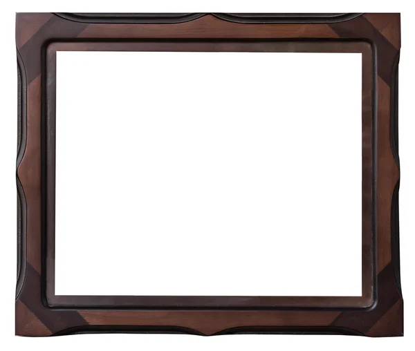 Marco de madera marrón de la foto en blanco aislado con camino de recorte — Foto de Stock