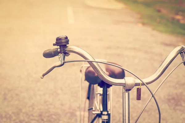 Vintage bicycle and brake with bell with vintage tone — Stock Photo, Image