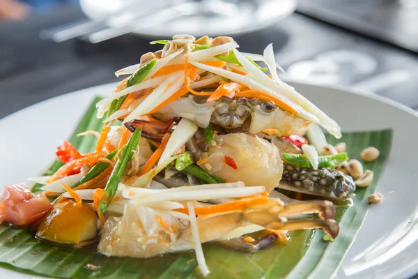 Papaya Sallad med krabba för thailändsk mat det läckra — Stockfoto