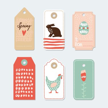 Vektörel çizimler, elle çizilmiş Paskalya Hediyelik Etiketler, etiket, izole