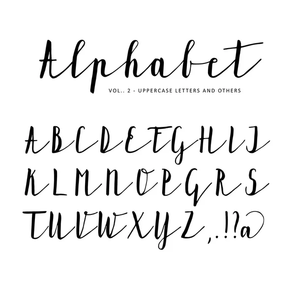 Elle çizilmiş vektör alfabesi, yazı tipi, izole işareti veya mürekkep ile yazılmış mektuplar — Stok Vektör