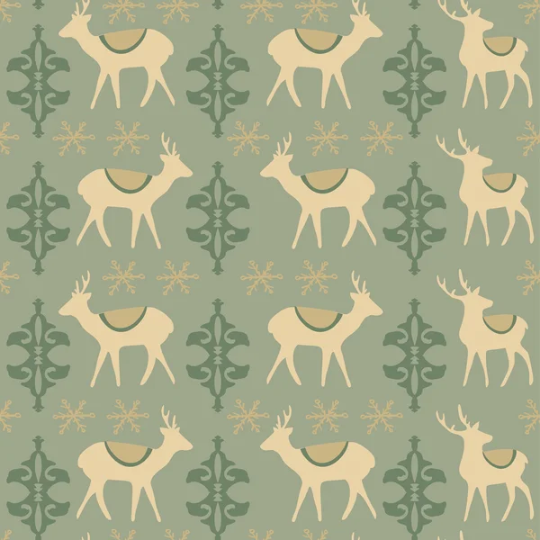 Vintage christmas seamless pattern with deers,vector background — Stock Vector