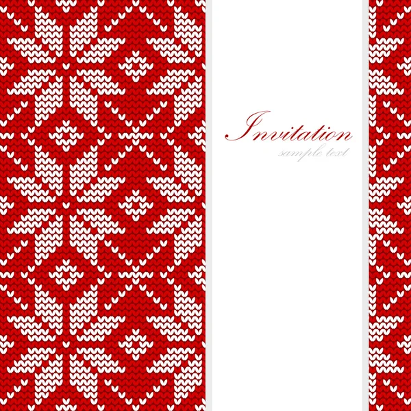 Carte de Noël, motif tricoté nordique, fond vectoriel — Image vectorielle