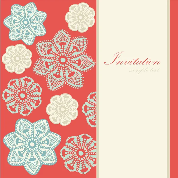 Рождественская винтажная открытка, приглашение, кружевные снежинки, вектор — стоковый вектор
