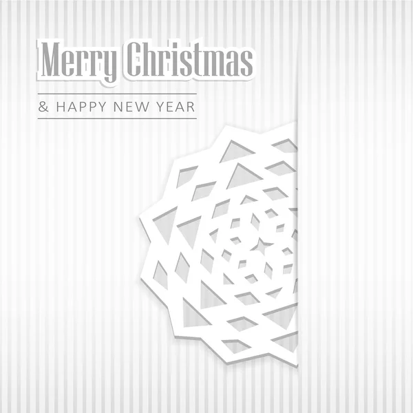 Biglietto di auguri natalizio con fiocco di neve di carta, vettore — Vettoriale Stock