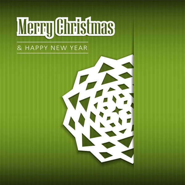 Weihnachtsgrußkarte mit Papierschneeflocke, Vektor — Stockvektor