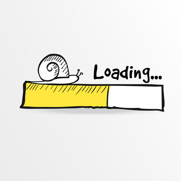 Loading bar with a doodle snail, vector illustration