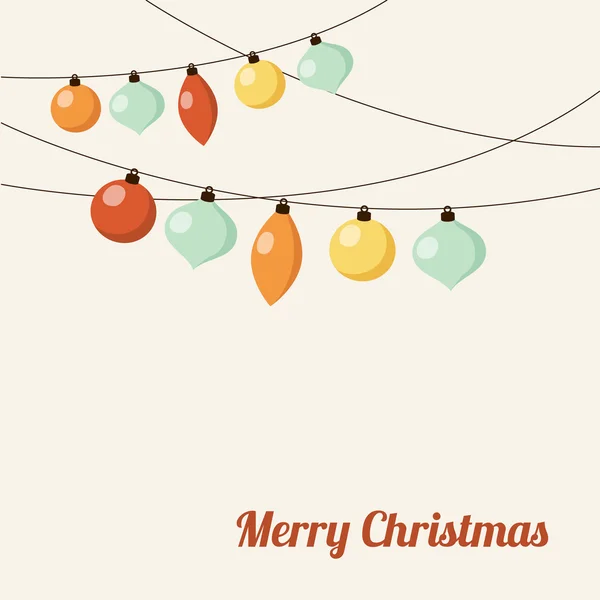 Рождественские открытки с гирляндой, рождественскими мячами, вектором — стоковый вектор