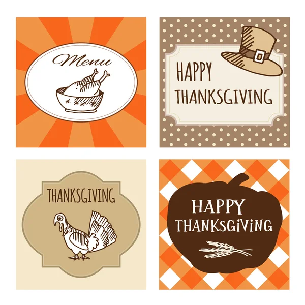 Set of Thanksgiving cards, invitations. Vector background — Stock Vector