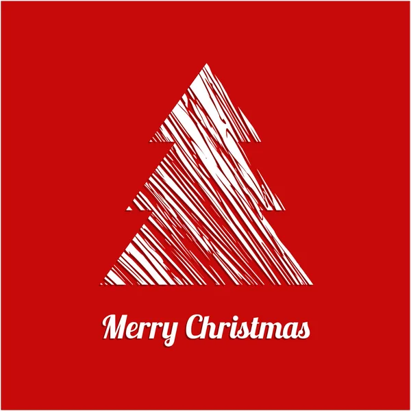 La tarjeta de felicitación navideña con la silueta blanca del árbol, el vector — Vector de stock