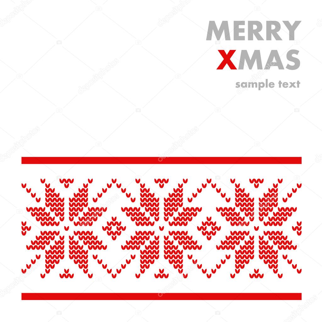 Modern winter knitted christmas card, nordic pattern, vector