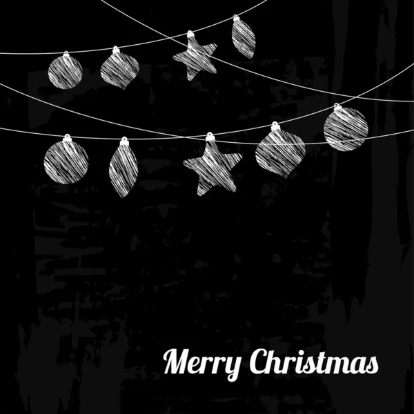 Χριστούγεννα ευχετήρια κάρτα με κιμωλία συντάσσονται γιρλάντα από στολίδια, διάνυσμα — Διανυσματικό Αρχείο