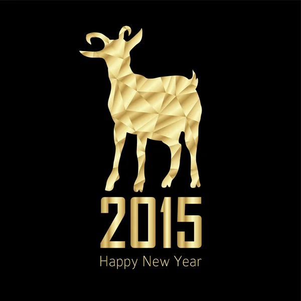 2015 year of goat, modern polygon gold design, vector — Stock Vector