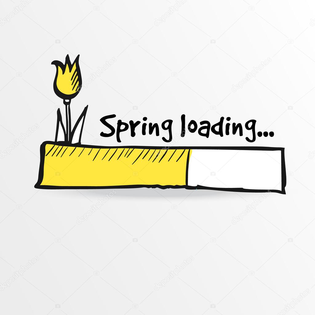 Loading bar with a doodle tulip flower, spring concept, vector 