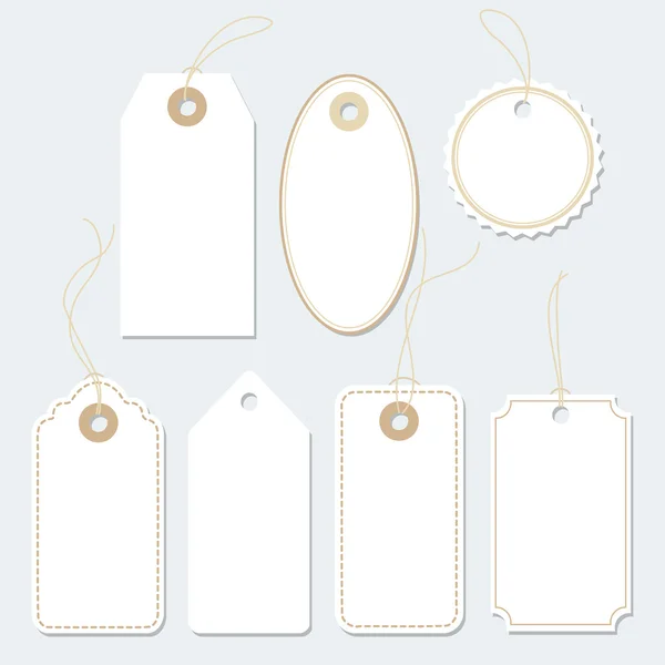 Set of blank paper tags, labels, isolated vector elements — Stock Vector