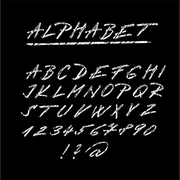 Çizili yazı tipi, izole vektör alfabe harfler ve sayılar tebeşir — Stok Vektör