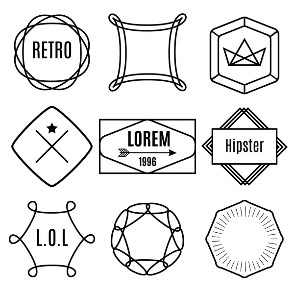 Set of trendy vintage hipster elements, labels, badges, vector — Stock Vector