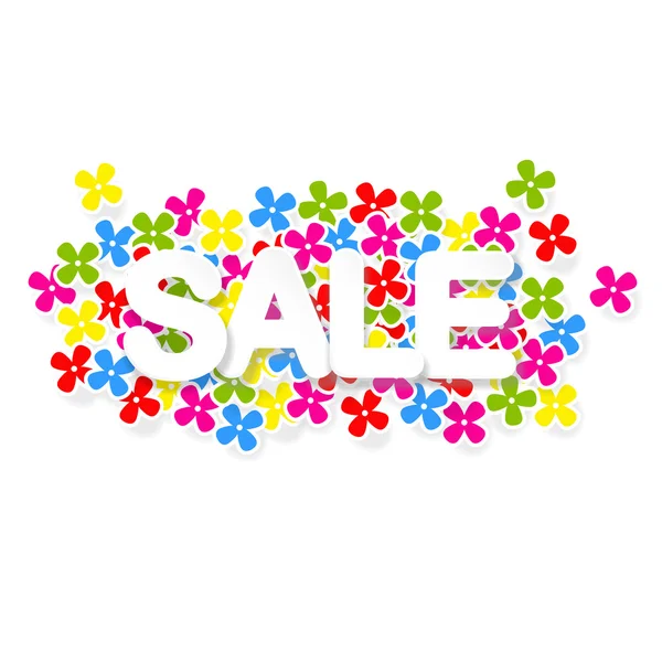 Spring or summer sale design with colorful flowers, vector — Stock Vector