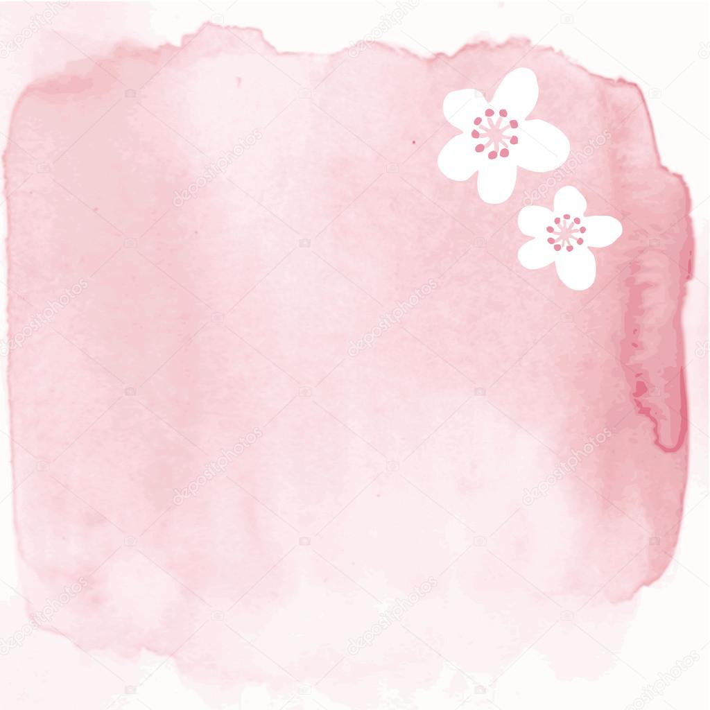 Hand painted watercolor background with japanese cherry blossoms
