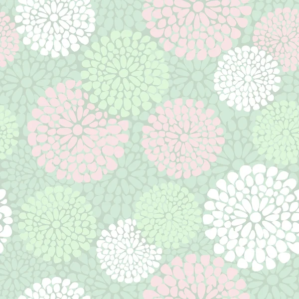 Hermoso patrón floral en color rosa y menta, vector — Vector de stock