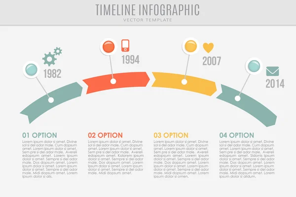 Timeline report template with buttons and icons, vector — Stock Vector