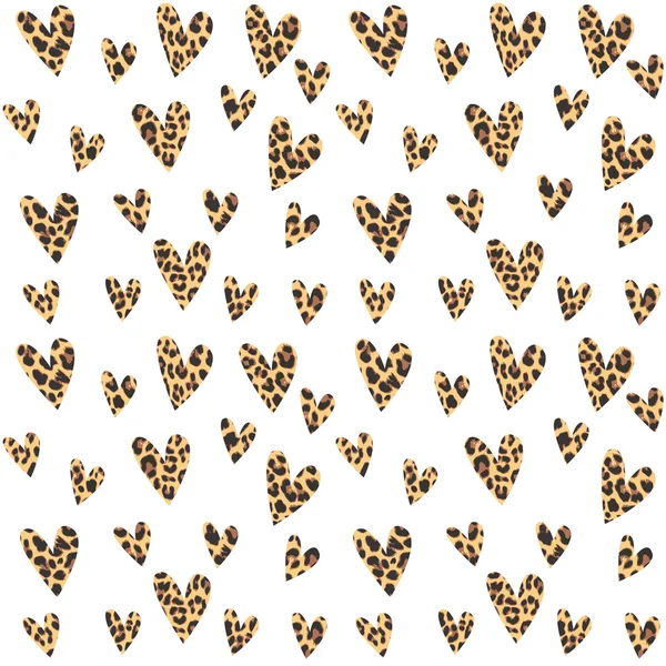 Problemfri mønster med leopard hjerter, trendy design, vektor – Stock-vektor