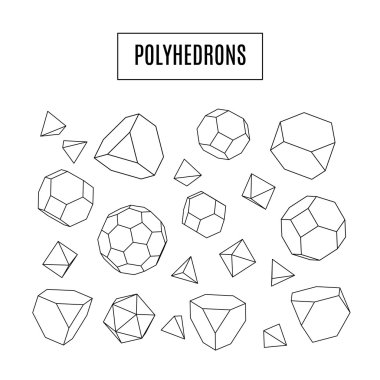 Dizi 3d polyhedrons, modern hipster hat sanat simgeler, kristaller