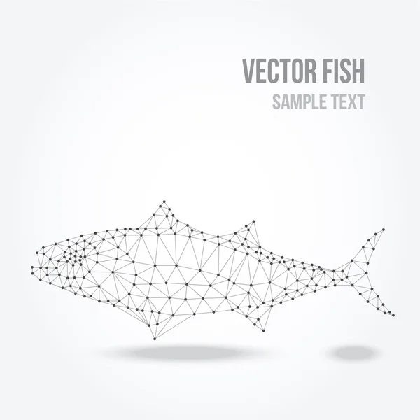 Polygonal silhouette of tuna fish, modern mesh lowpoly design, vector — Stock Vector