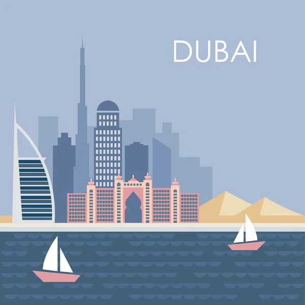 Skyline de Dubai, diseño plano moderno, fondo vectorial — Archivo Imágenes Vectoriales