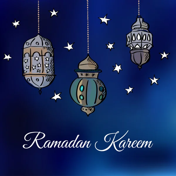 Lanternes arabes avec étoiles, fond d'illustration vectoriel — Image vectorielle