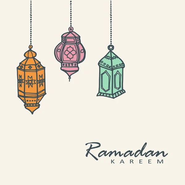 Hand dras arabiska lyktor, Ramadan vektor illustration — Stock vektor