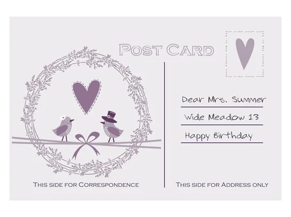 Carino vintage compleanno o baby shower card, invito con lavanda — Vettoriale Stock