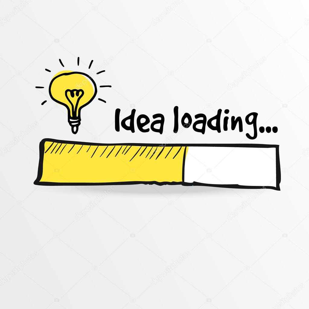 Loading bar with bulb, creativity, big idea, vector