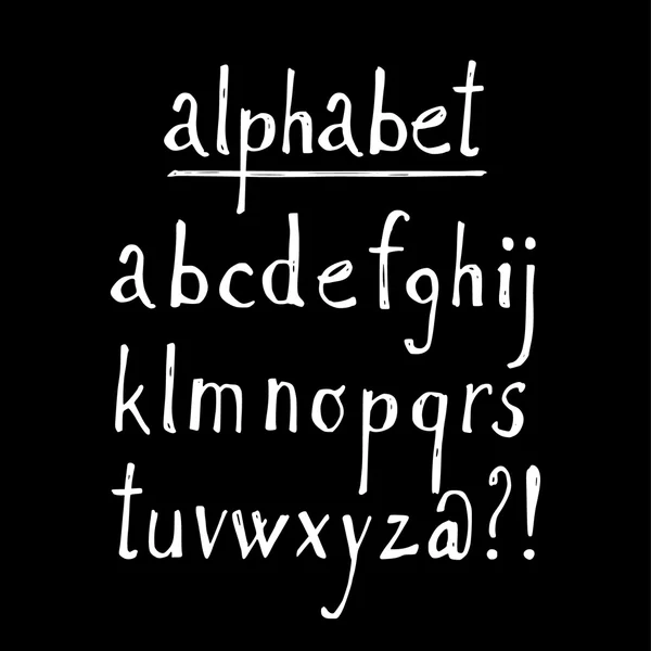 Krijt getekende lettertype, geïsoleerde vector Alfabetletters en tekens — Stockvector