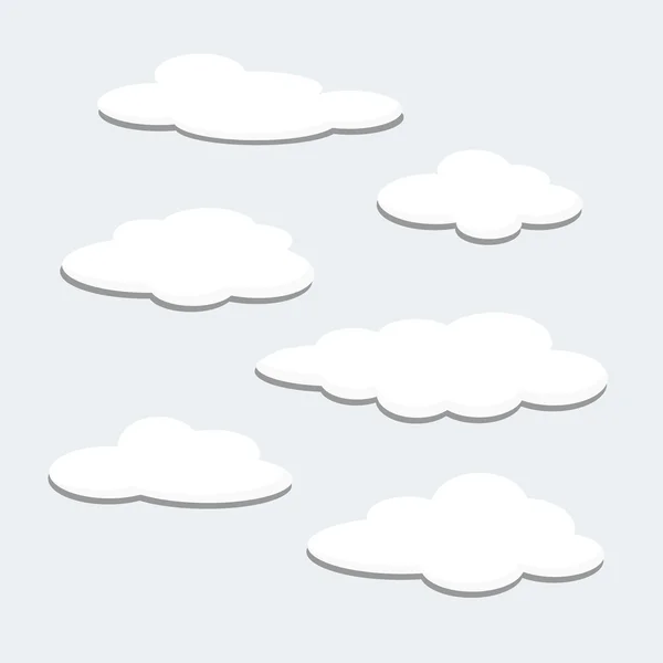 Set of isolated vector clouds, flat design — Stock Vector