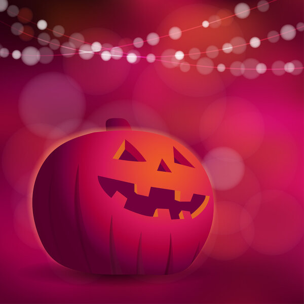 Открытки поздравления на Хэллоуин или Диос де лос муэртос, приглашение с причудливой тыквой и огнями, вектор
