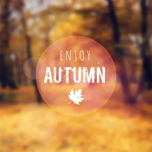 Tarjeta retro borrosa con otoño, bosque de otoño, vector — Vector de stock