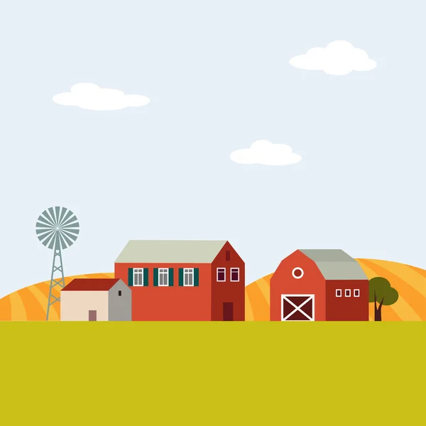 Paesaggio agricolo, progettazione piatta, illustrazione vettoriale — Vettoriale Stock