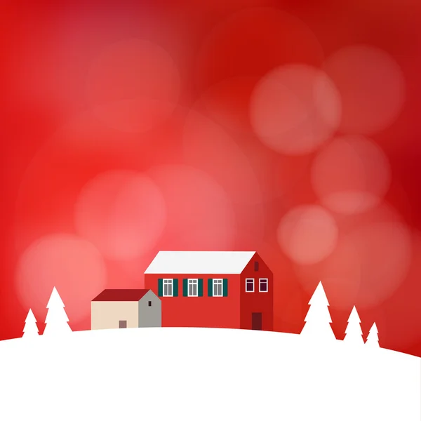 Christmas card, invitation with snowy landscape, houses, blurred background Royalty Free Stock Illustrations
