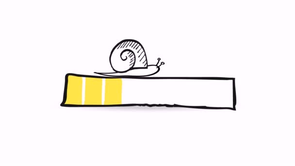 Uploading, downloading, loading status bar graphic animation with a doodle snail — Stock Video