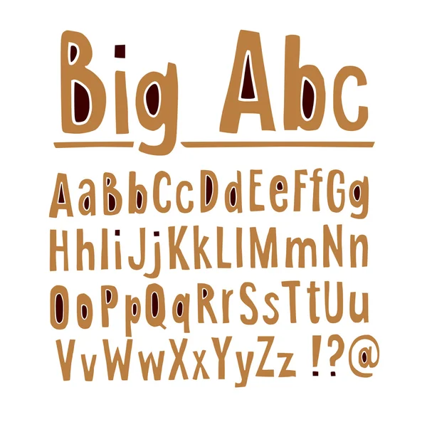 Hand getrokken vector alfabet, lettertype, geïsoleerde hoofdletters en kleine letters — Stockvector