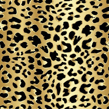 Leopar Dikişsiz desen tasarım lüks altın renkli, vektör arka plan