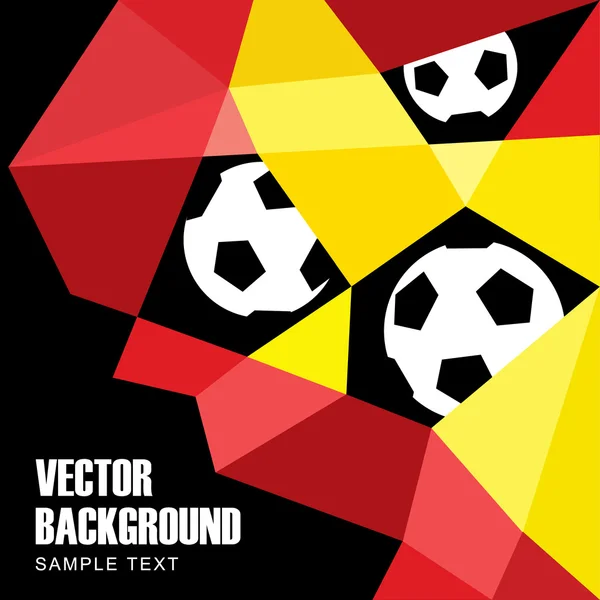 Fondo de fútbol polígono con bolas en colores de bandera alemana y belga — Vector de stock