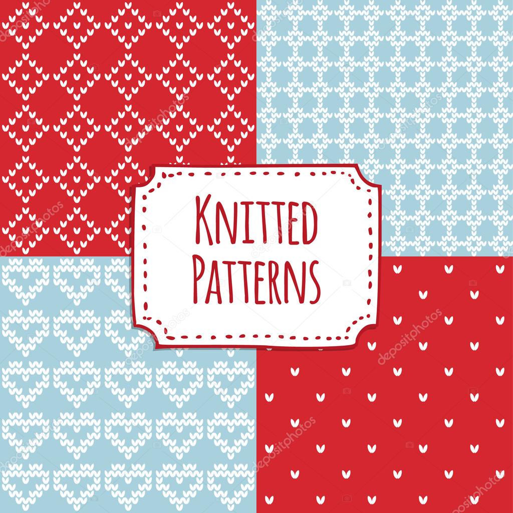 Set of  christmas knitted seamless patterns, scandinavian design, vector